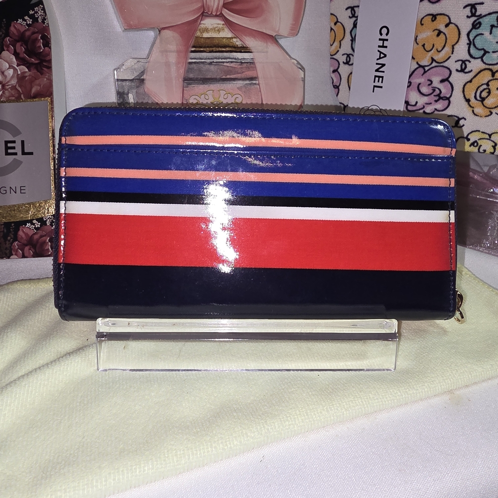 kate spade Blue Multi-Color Striped Zip Wallet - Picture 3 of 8